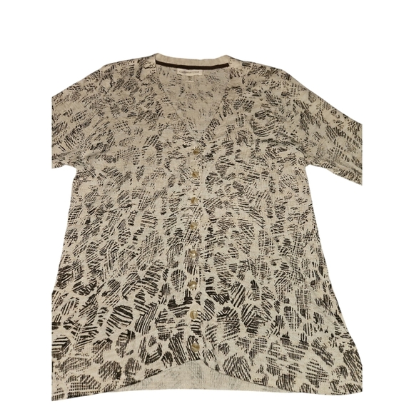 Coldwater Creek Cream/Brown Cardigan Sweater Women's Medium - Picture 4 of 4